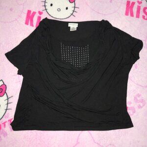 y2k layered rhinestone scoop neck top